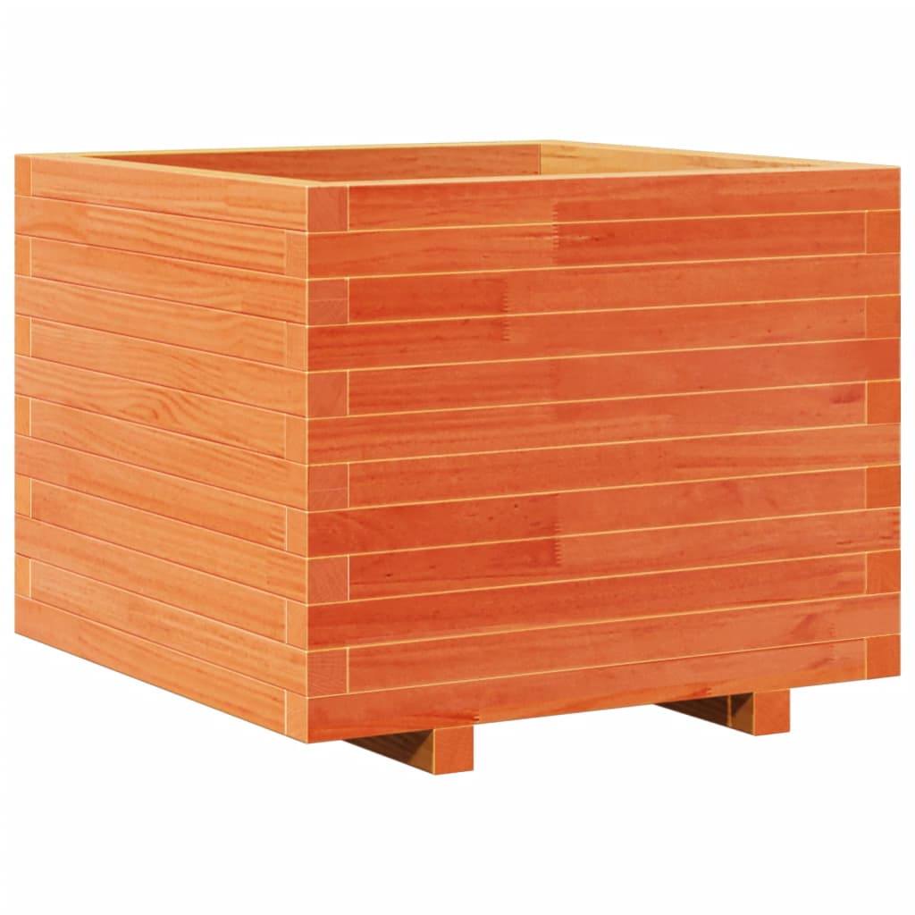 Garden flower box wax brown 60x60x49.5 cm solid pine