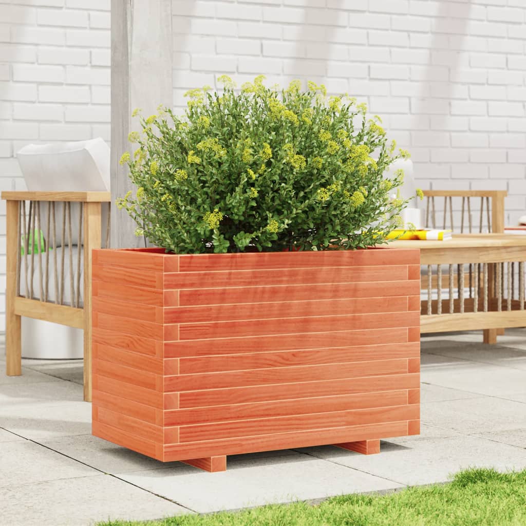 Garden flower box wax brown 70x40x49.5 cm solid pine