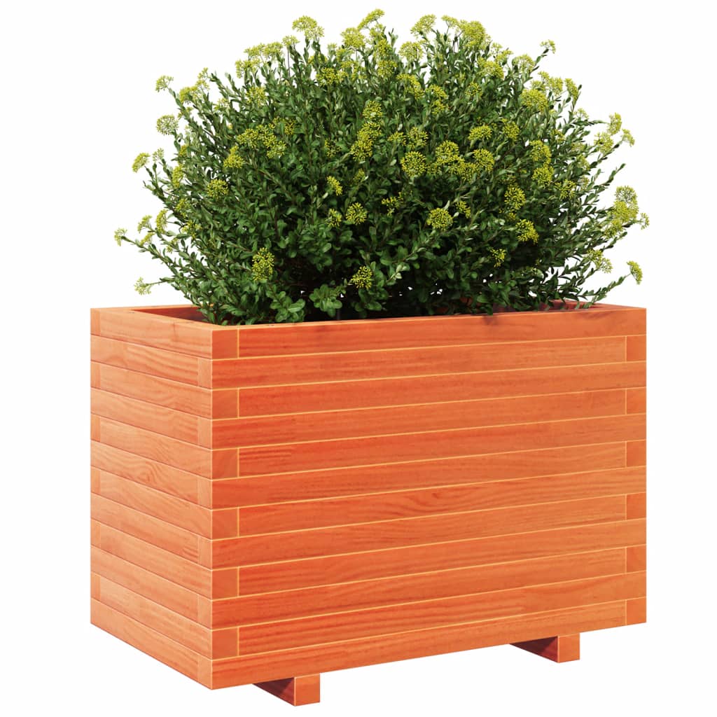 Garden flower box wax brown 70x40x49.5 cm solid pine