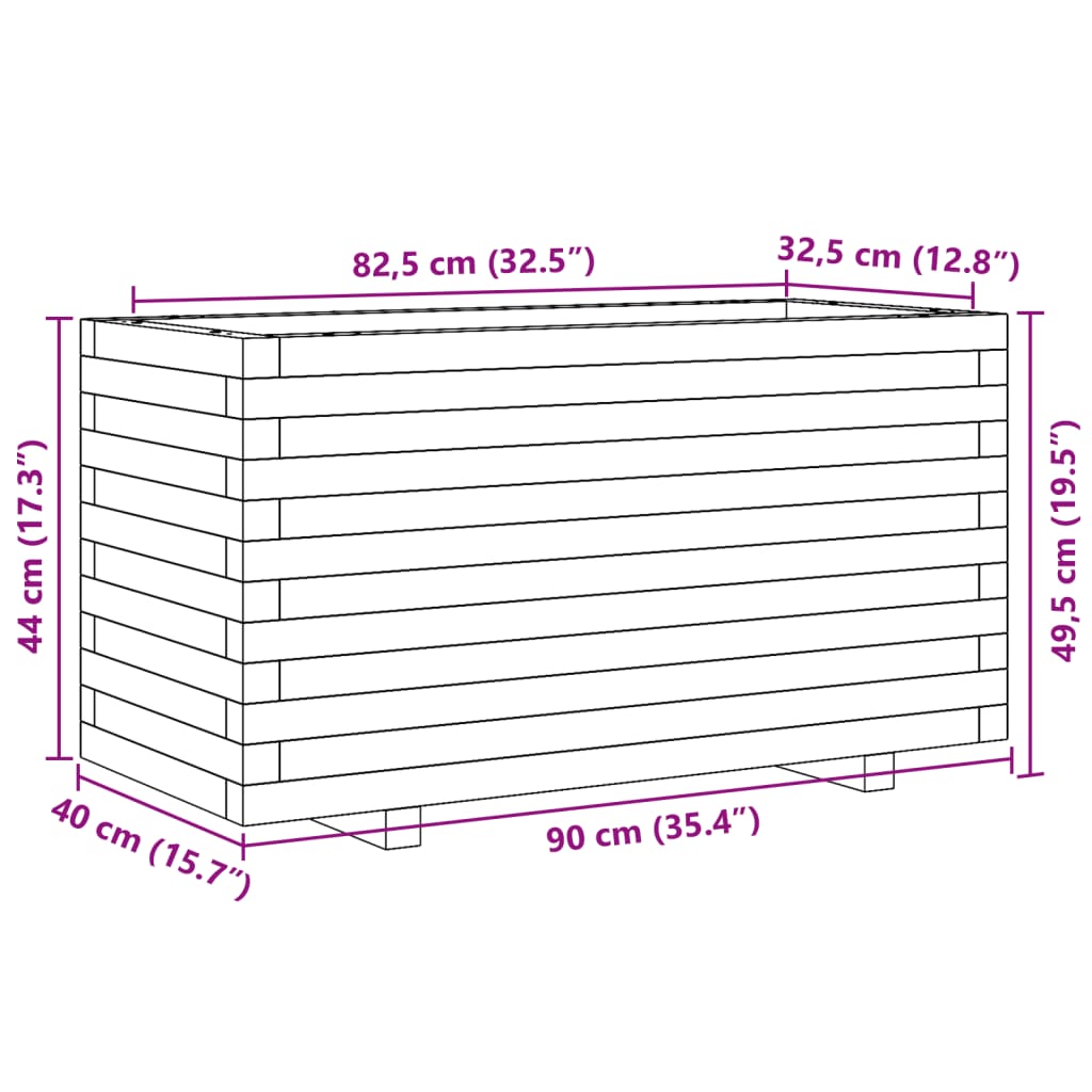 Garden flower box 90x40x49.5 cm solid pine