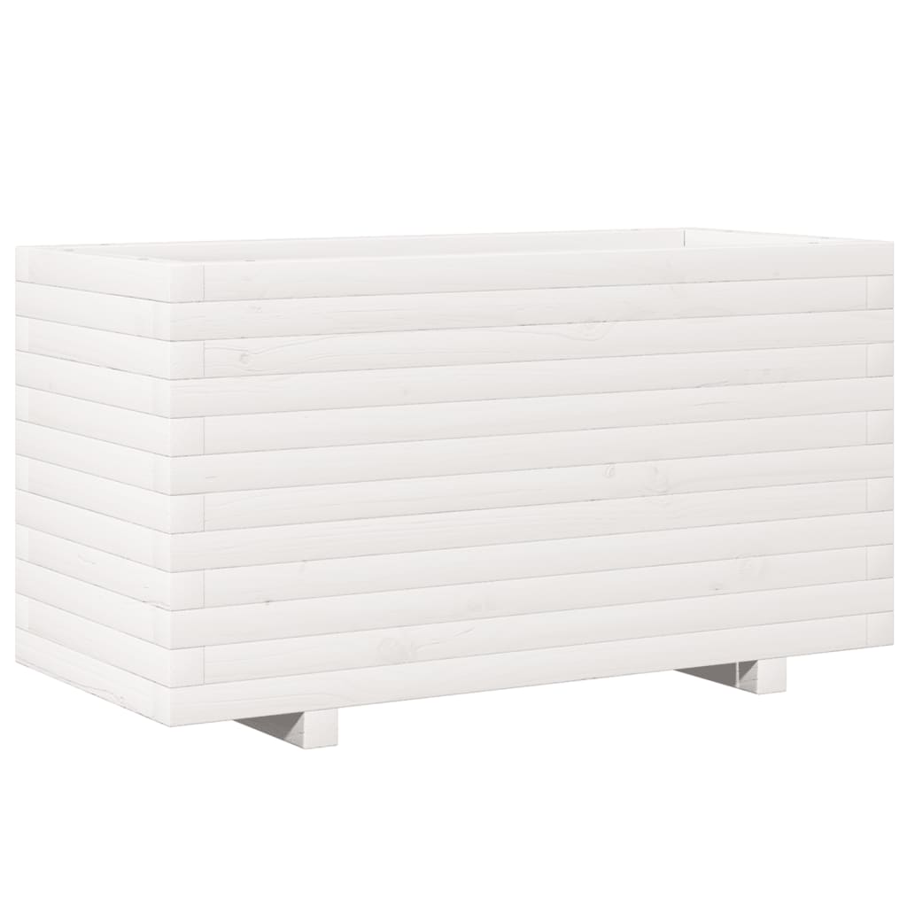 Garden flower box white 90x40x49.5 cm solid pine