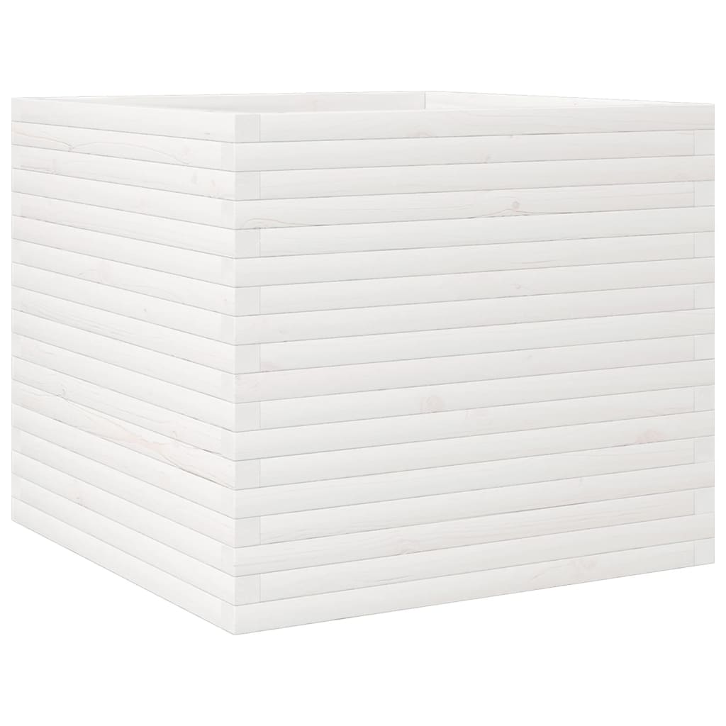 Garden flower box white 80x80x68.5 cm solid pine