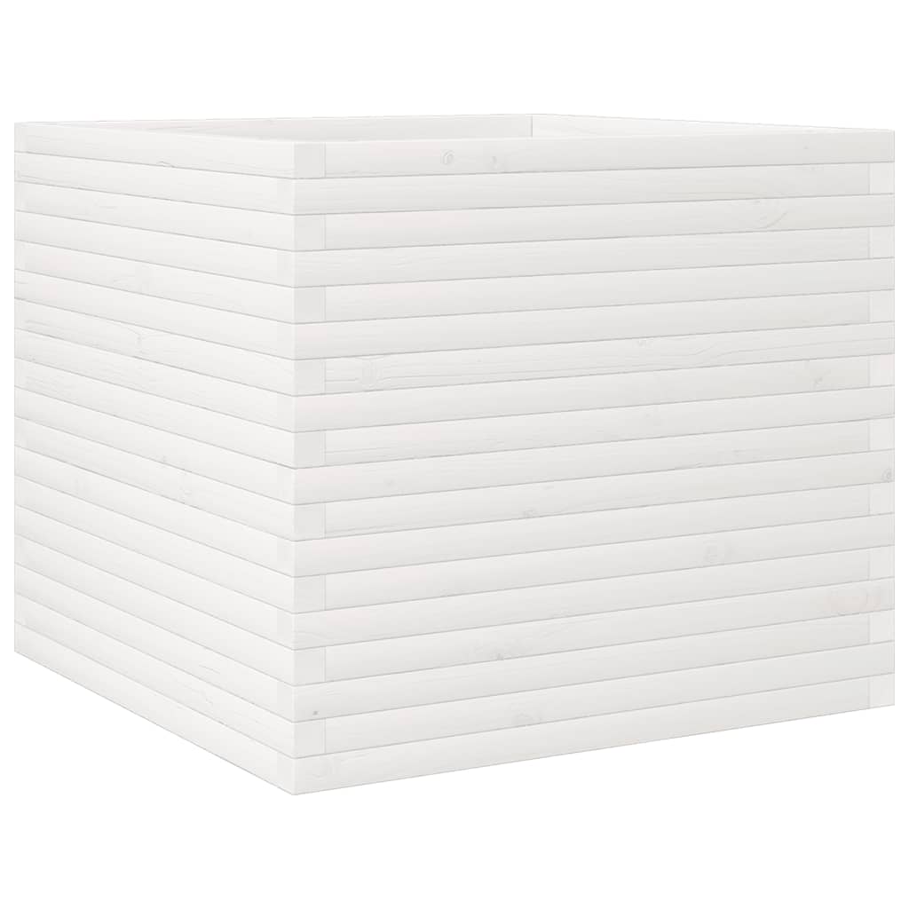 Garden flower box white 80x80x68.5 cm solid pine