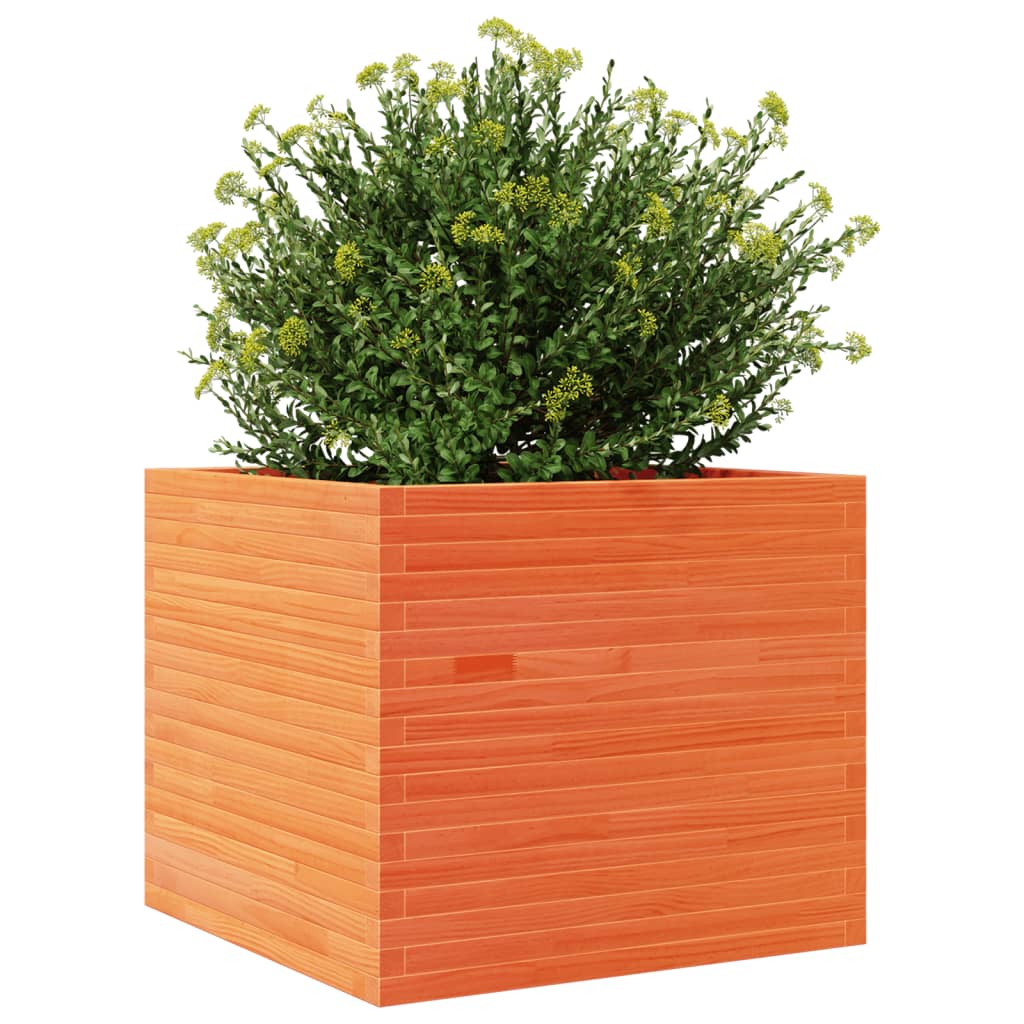 Garden flower box wax brown 80x80x68.5 cm solid pine