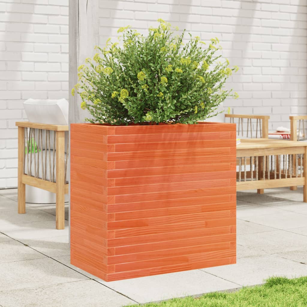 Garden flower box wax brown 70x40x68.5 cm solid pine