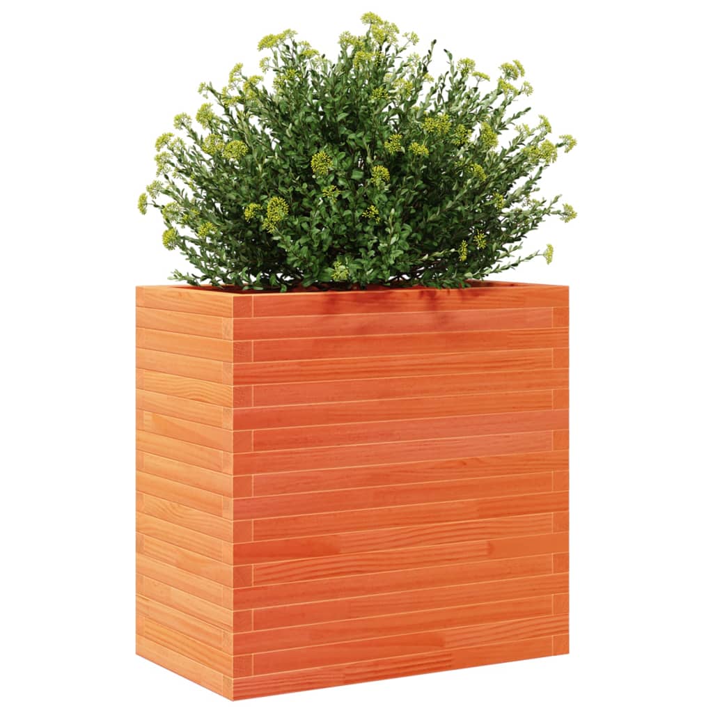 Garden flower box wax brown 70x40x68.5 cm solid pine