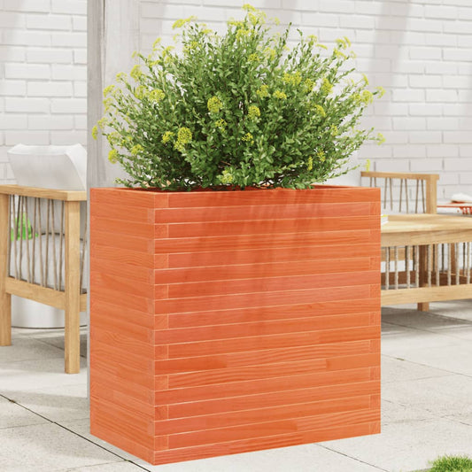 Garden flower box wax brown 70x40x68.5 cm solid pine