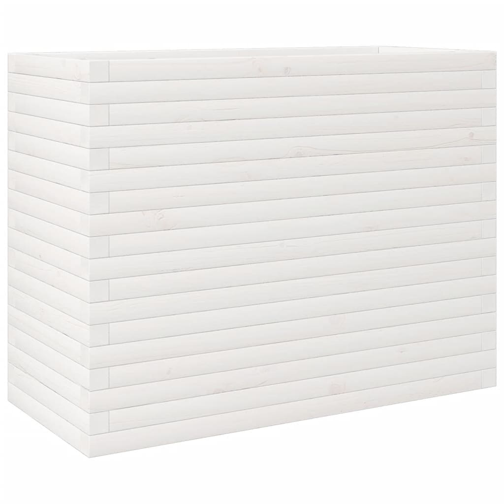 Garden flower box white 90x40x68.5 cm solid pine