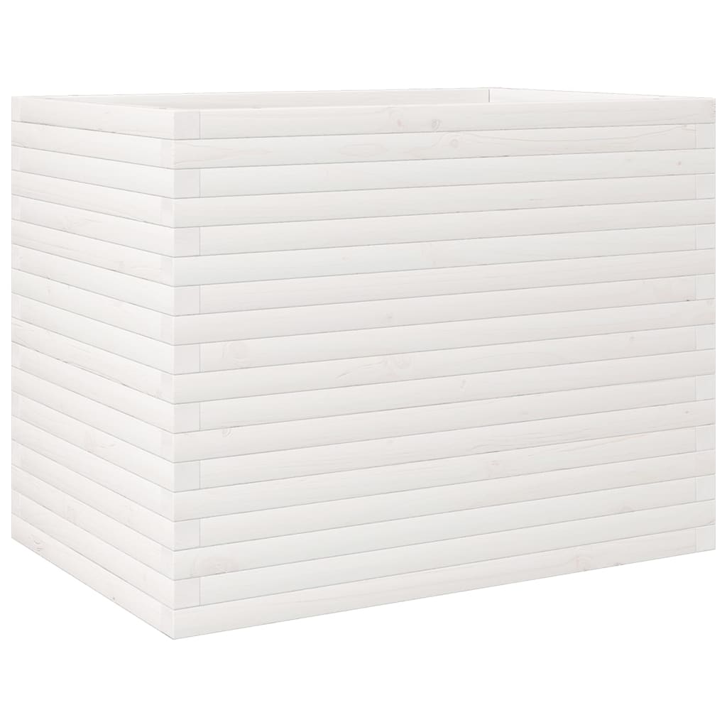 Garden flower box white 90x60x68.5 cm solid pine