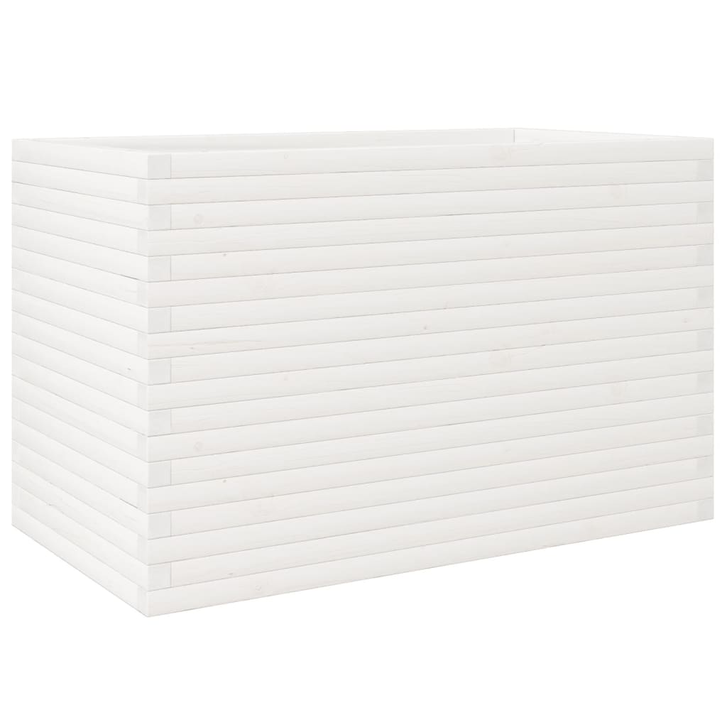 Garden flower box white 110x60x68.5 cm solid pine