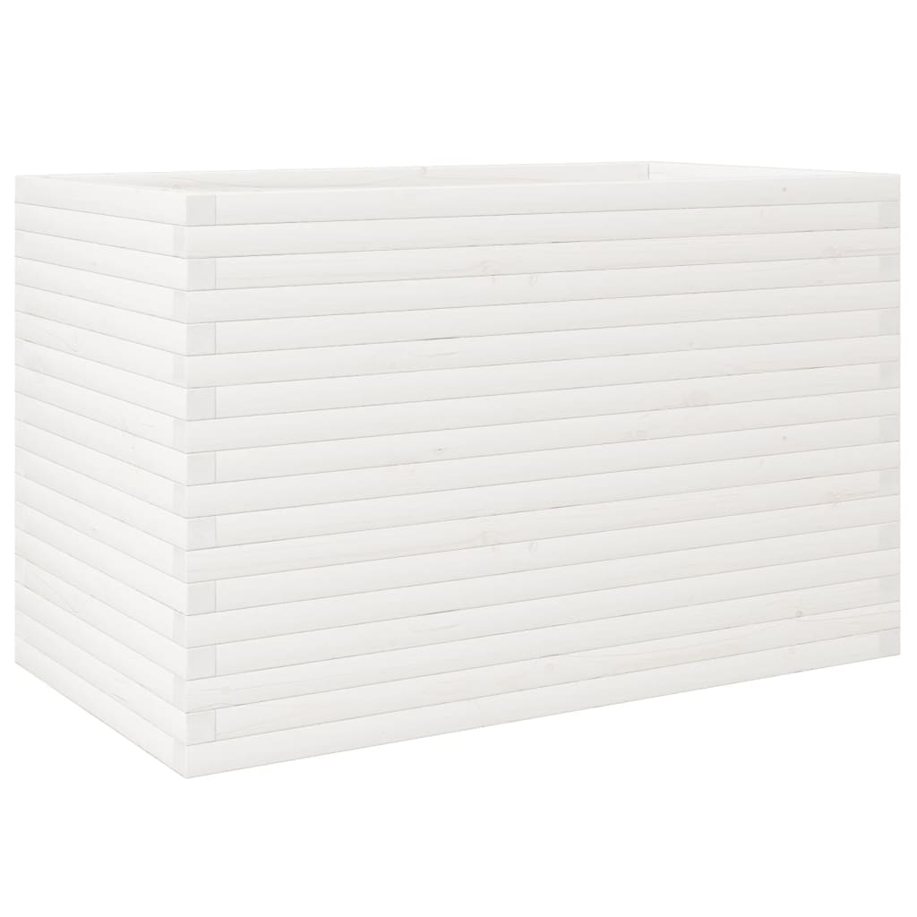 Garden flower box white 110x60x68.5 cm solid pine