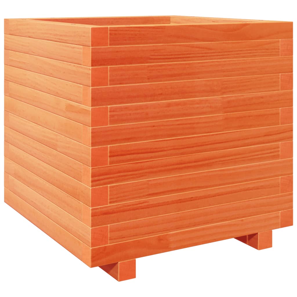 Garden flower box wax brown 50x50x49.5 cm solid pine