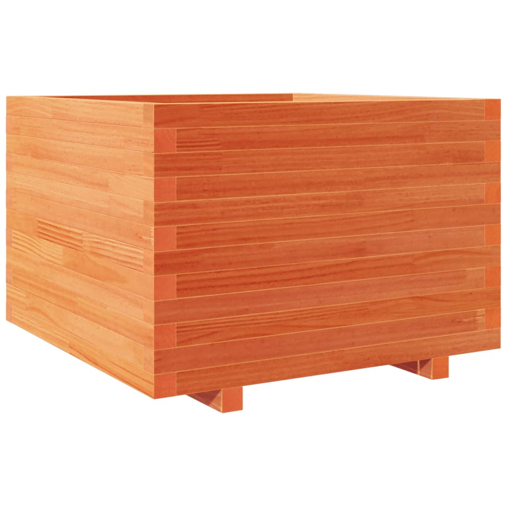 Garden flower box wax brown 70x70x49.5 cm solid pine