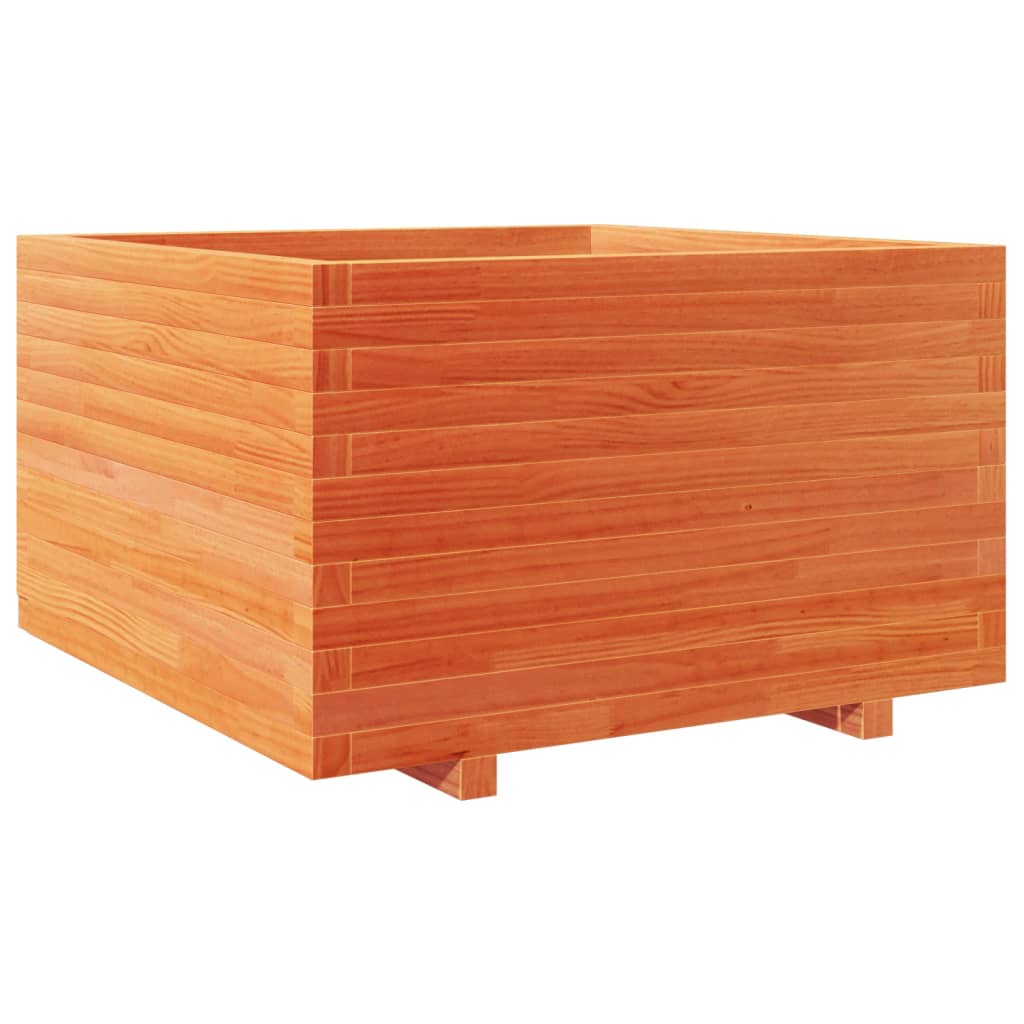 Garden flower box wax brown 70x70x49.5 cm solid pine