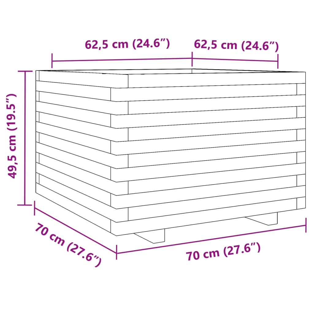 Gartenblumenkasten 70x70x49,5 cm komplett aus Douglasie