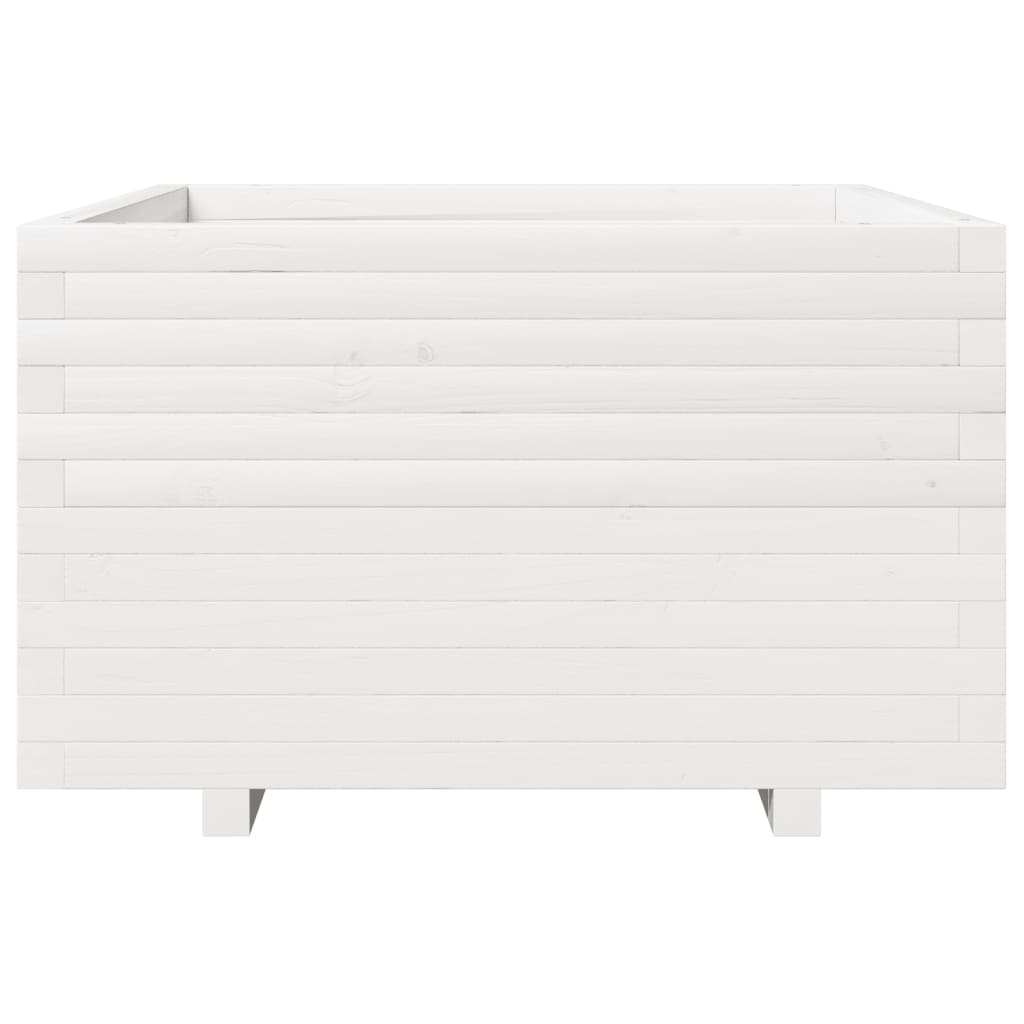 Garden flower box white 80x80x49.5 cm solid pine