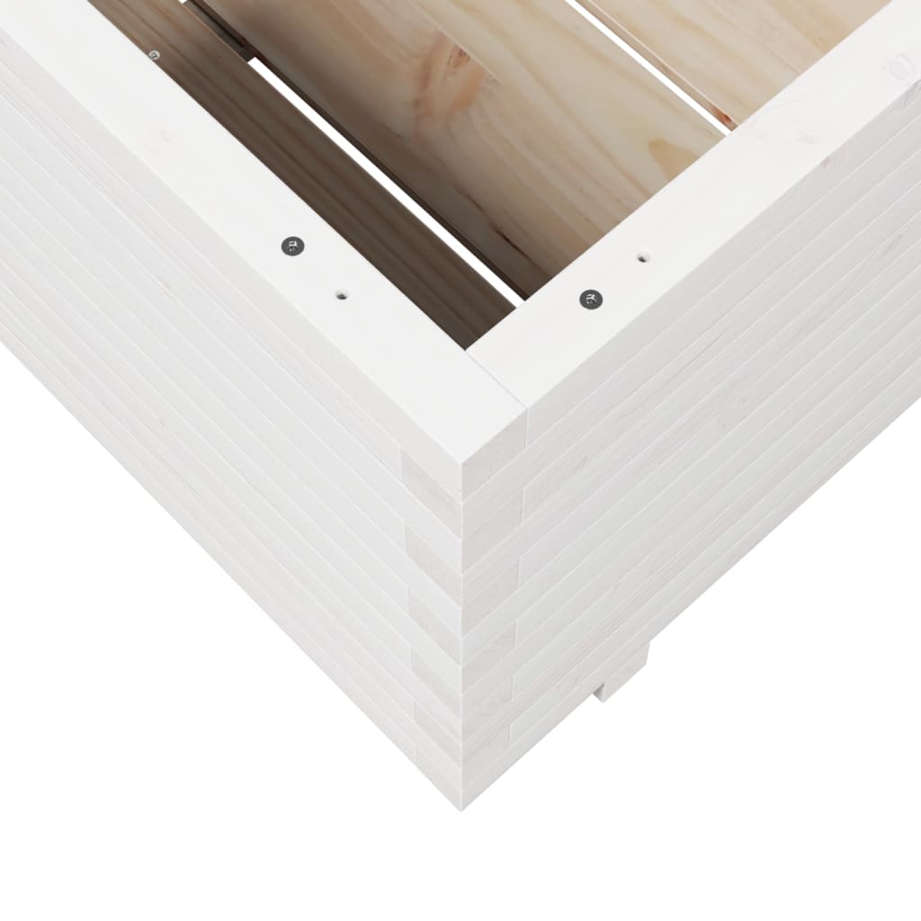 Garden flower box white 80x80x49.5 cm solid pine