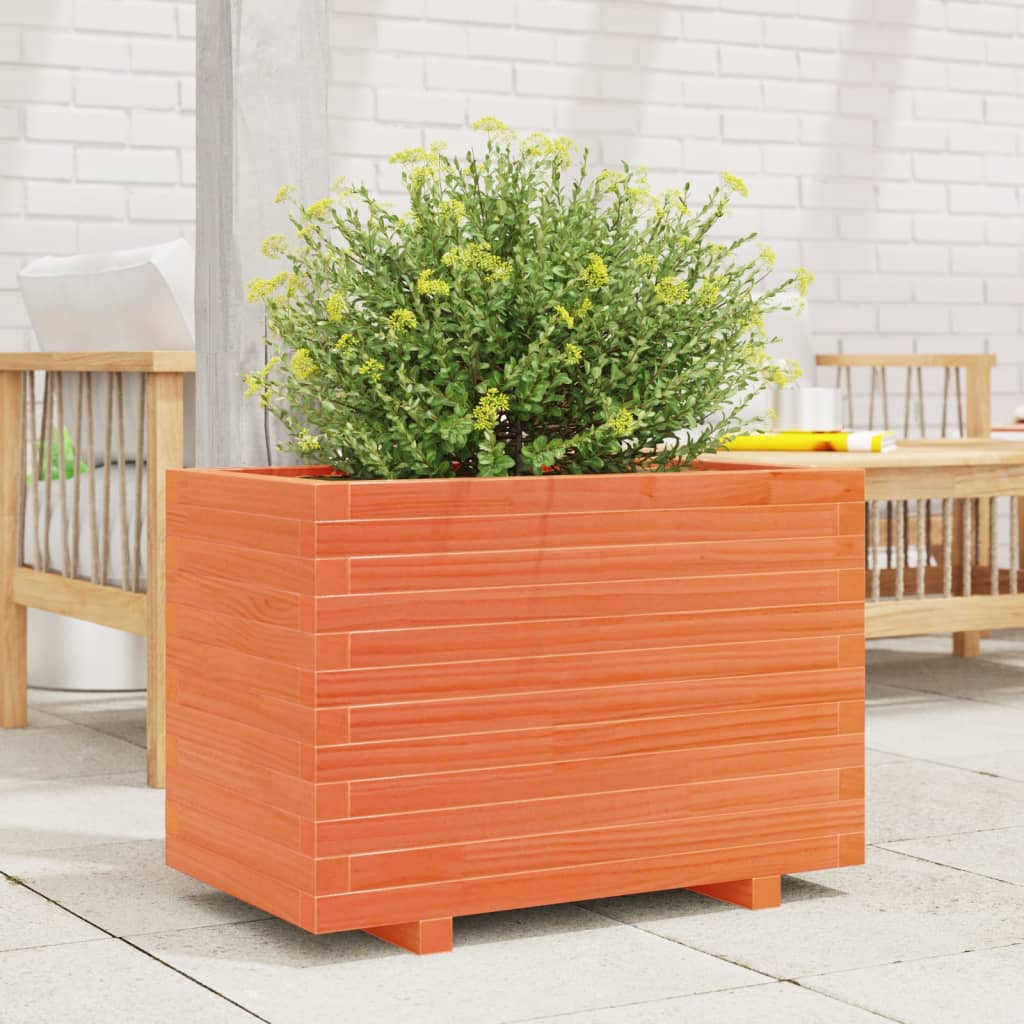 Garden flower box wax brown 70x40x49.5 cm solid pine