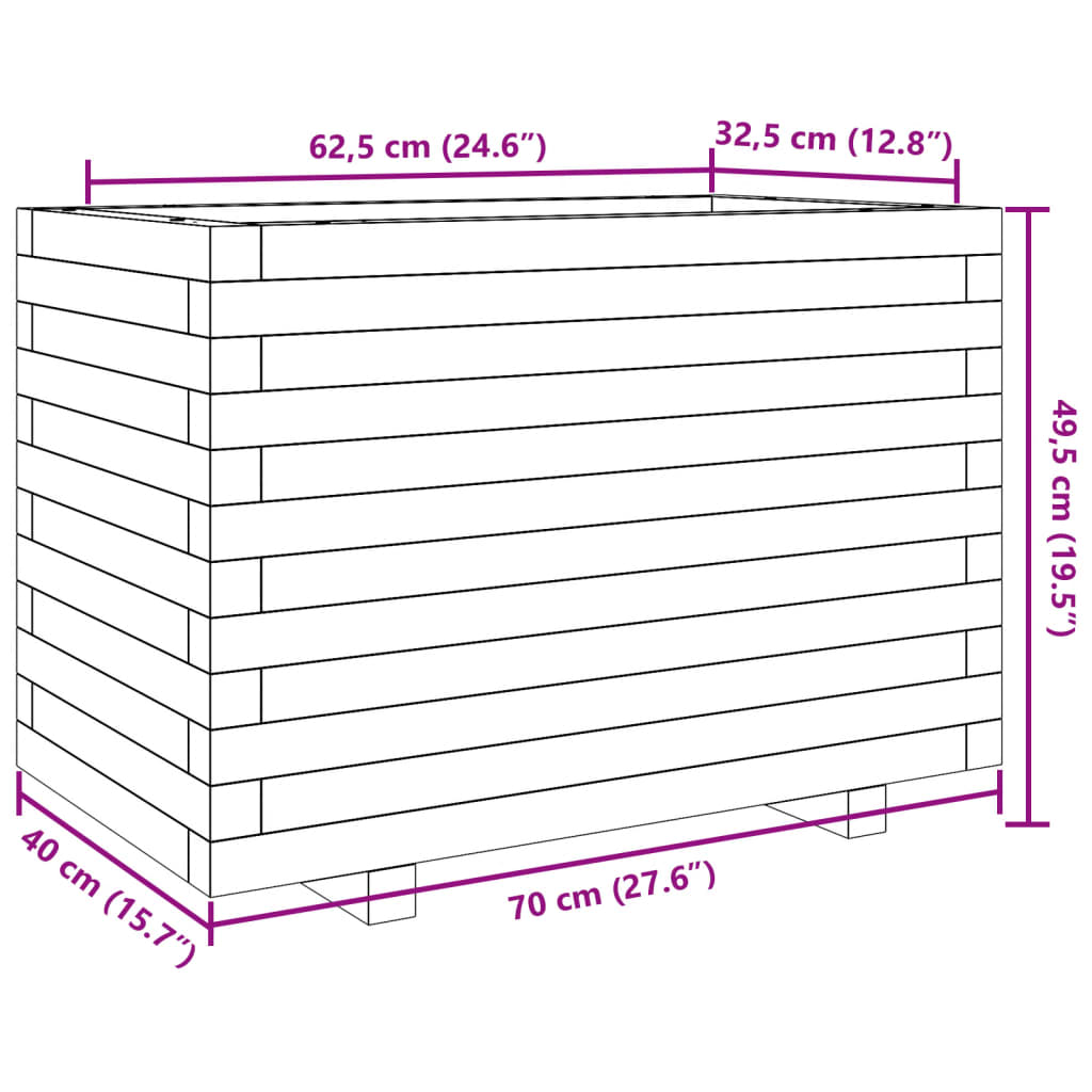 Garden flower box wax brown 70x40x49.5 cm solid pine