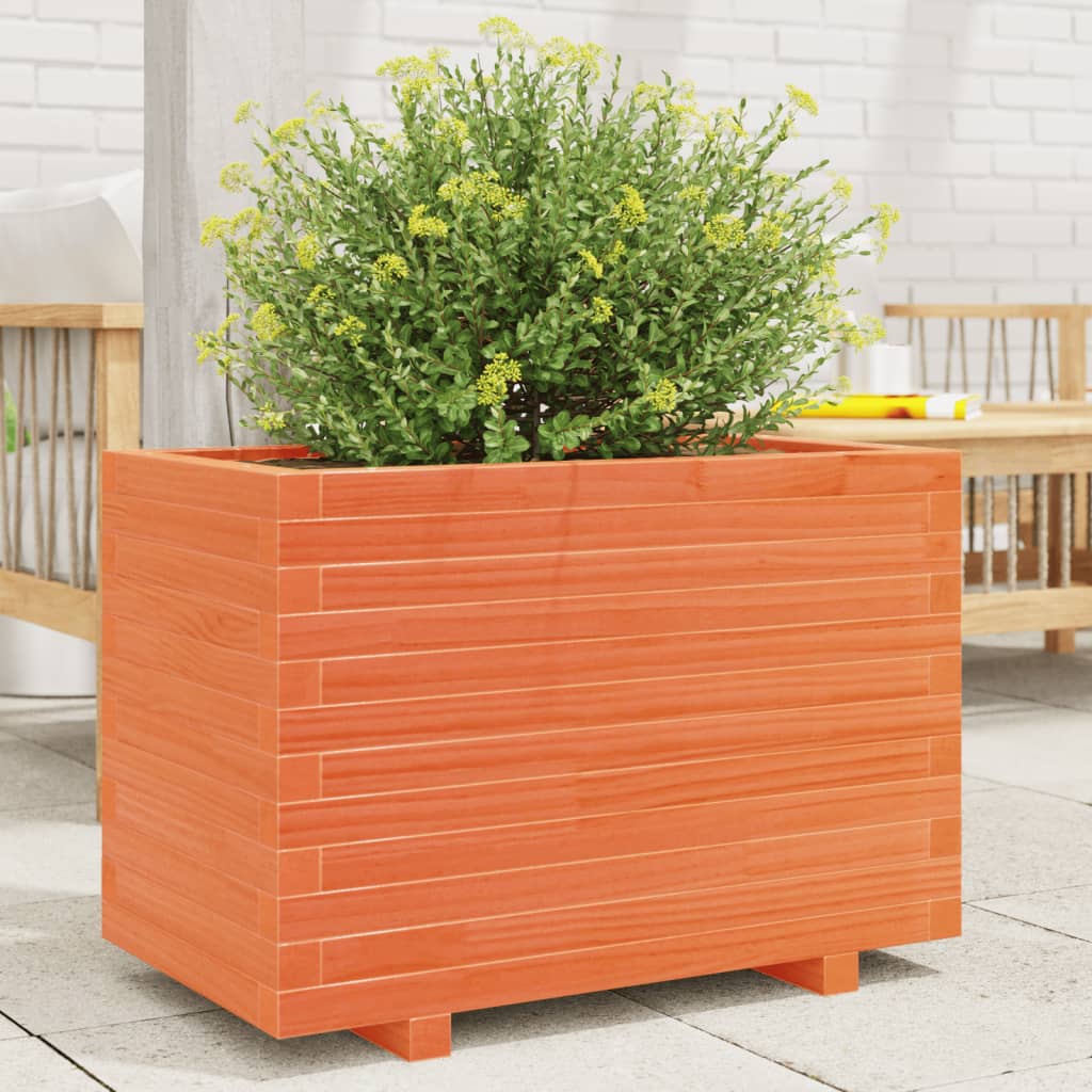 Garden flower box wax brown 70x40x49.5 cm solid pine