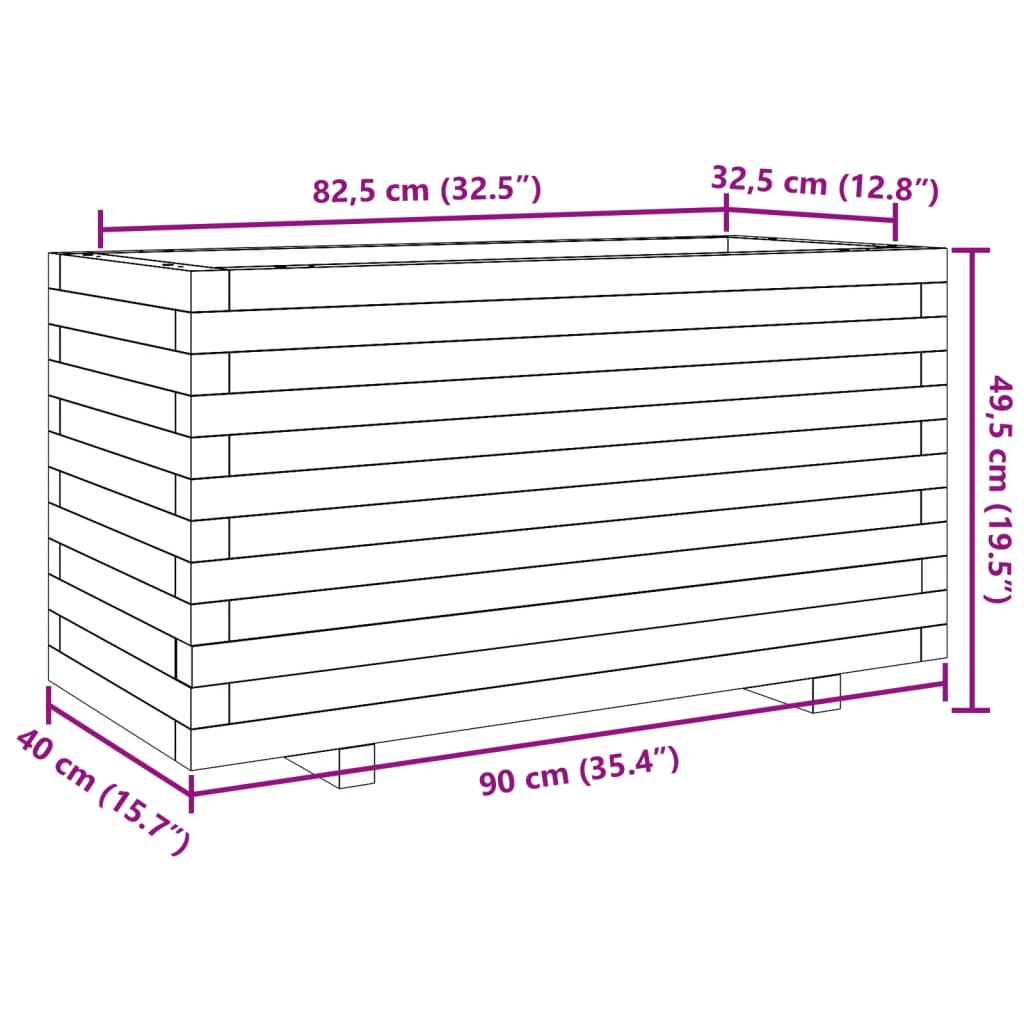 Garden flower box 90x40x49.5 cm solid pine