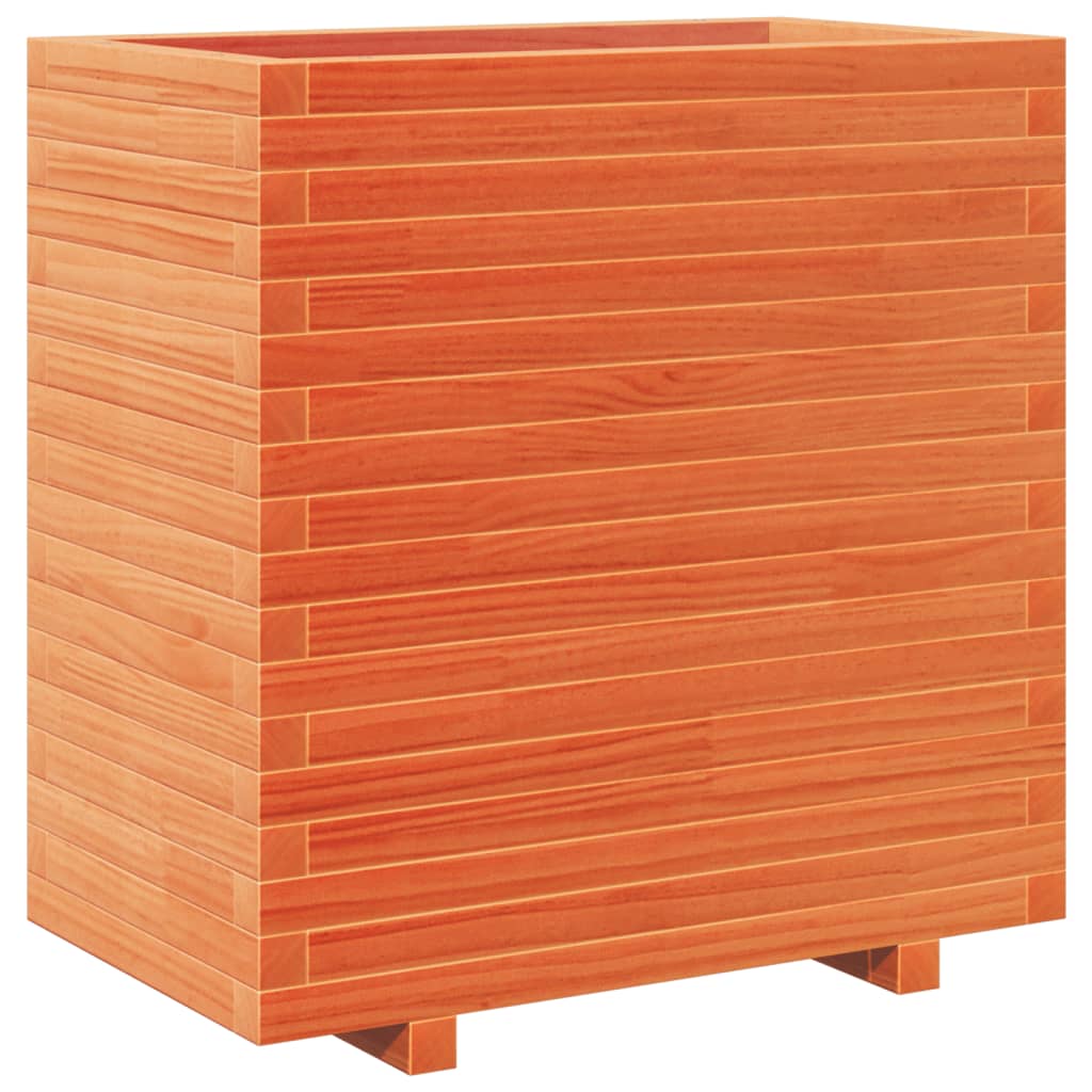 Garden flower box wax brown 70x40x72.5 cm solid pine