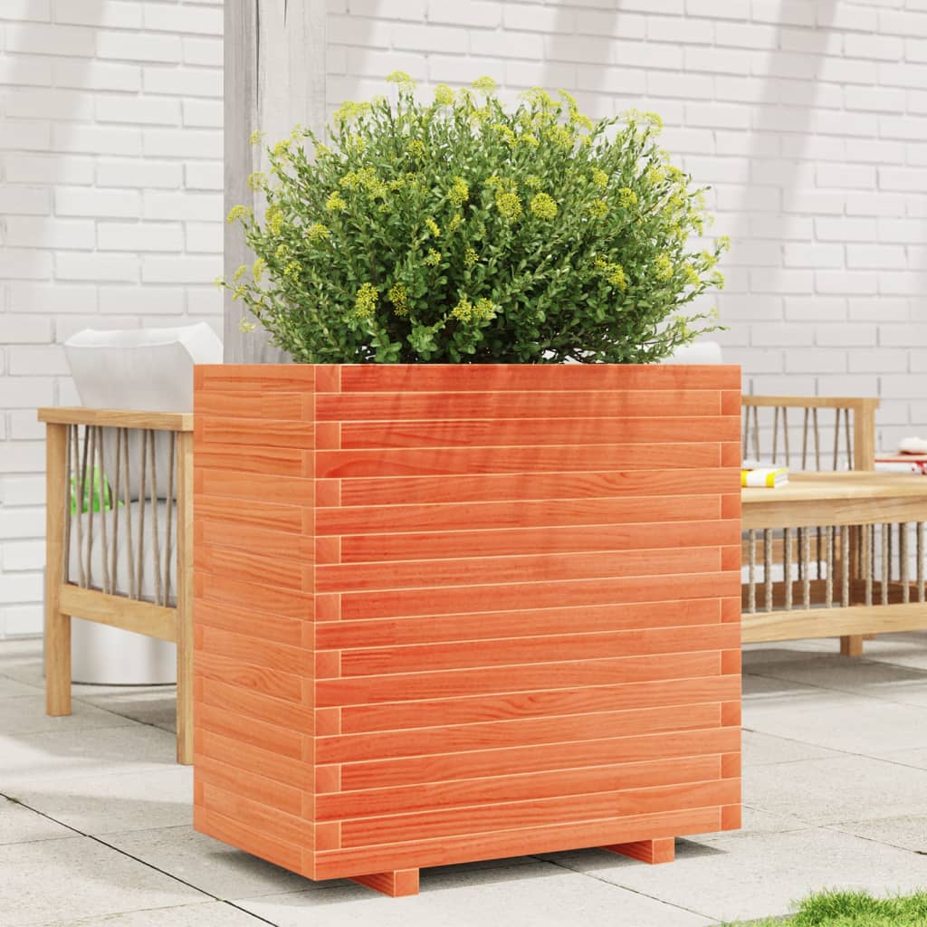 Garden flower box wax brown 70x40x72.5 cm solid pine