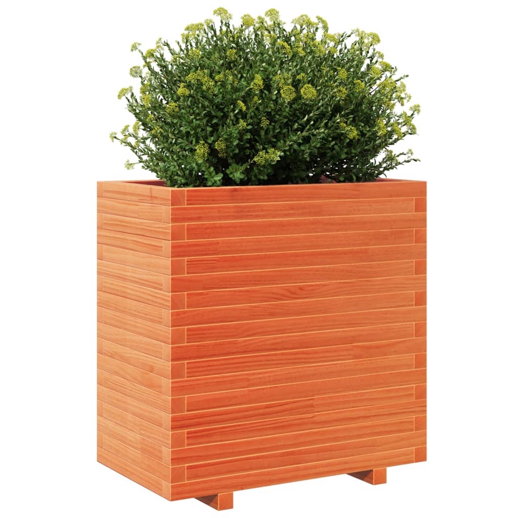 Garden flower box wax brown 70x40x72.5 cm solid pine