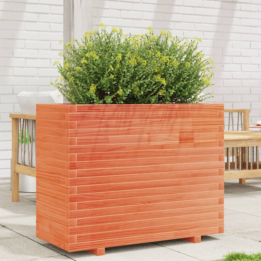 Garden flower box wax brown 90x40x72.5 cm solid pine