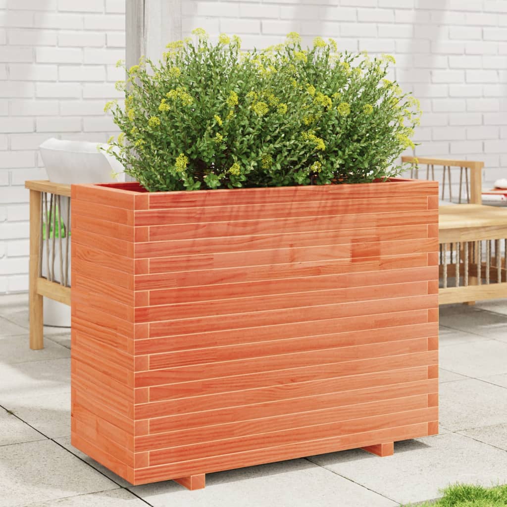 Garden flower box wax brown 90x40x72.5 cm solid pine