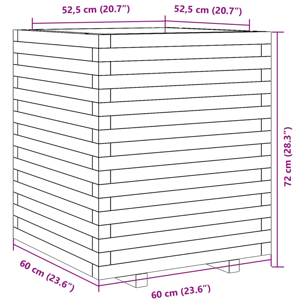 Gartenblumenkasten Wachsbraun 60x60x72 cm massive Kiefer