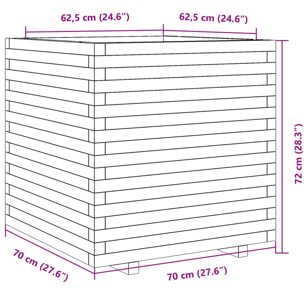 Gartenblumenkasten 70x70x72 cm komplett aus Douglasie