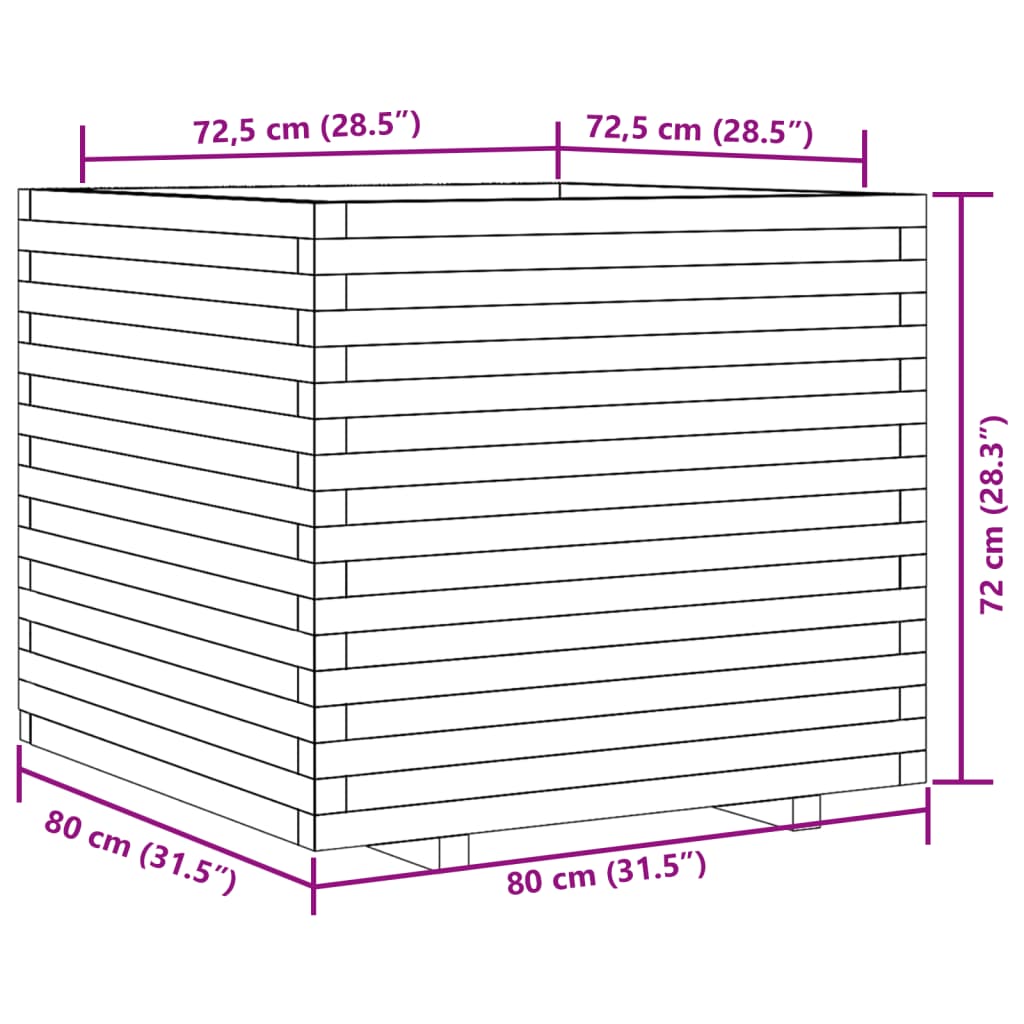 Garden flower box 80x80x72 cm solid Douglas fir