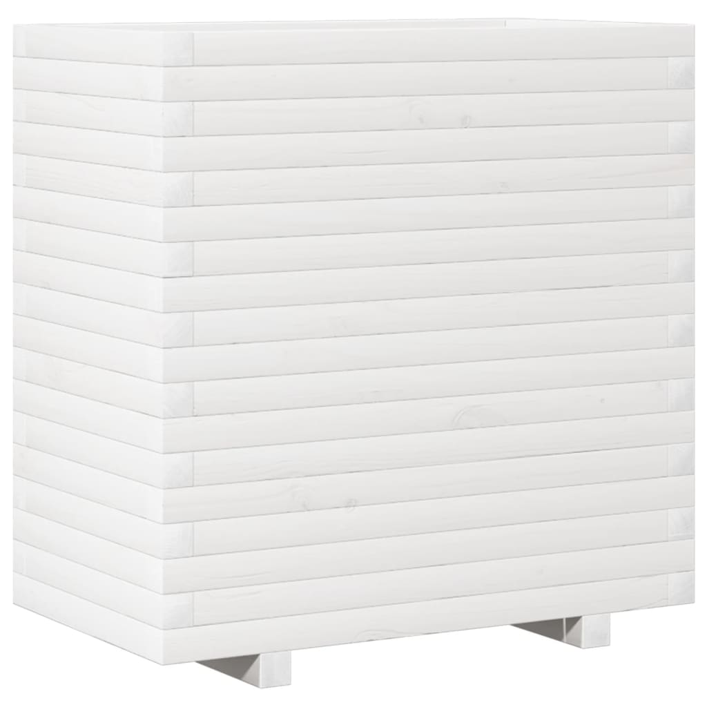 Garden flower box white 70x40x72 cm solid pine