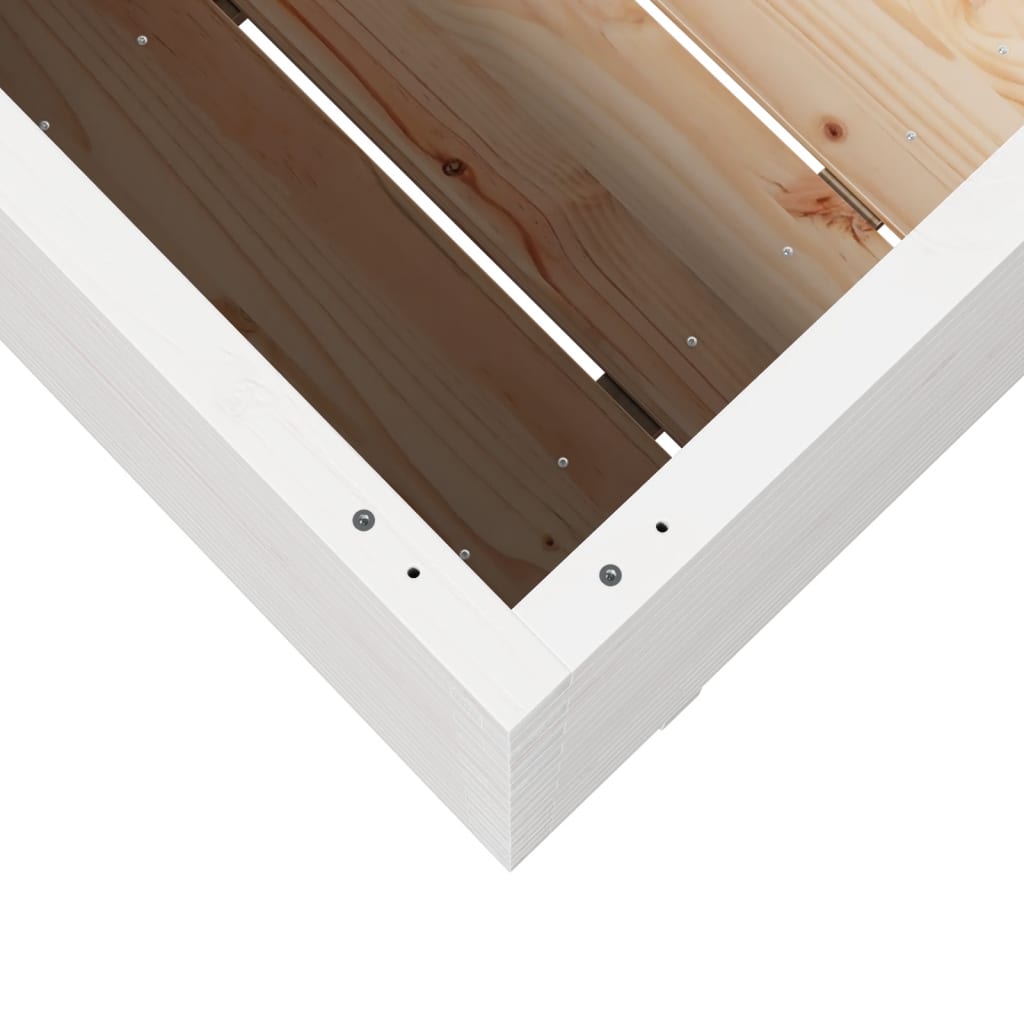 Garden flower box white 70x40x72 cm solid pine