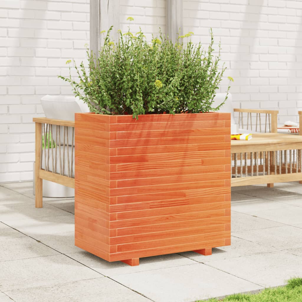 Garden flower box wax brown 70x40x72 cm solid pine