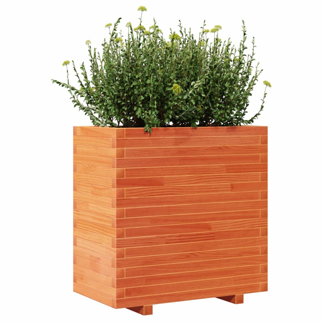 Garden flower box wax brown 70x40x72 cm solid pine