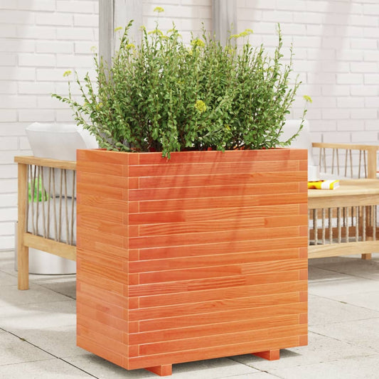 Garden flower box wax brown 70x40x72 cm solid pine