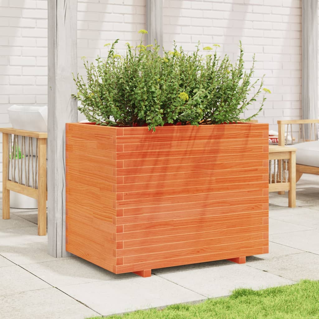 Garden flower box wax brown 90x60x72 cm solid pine