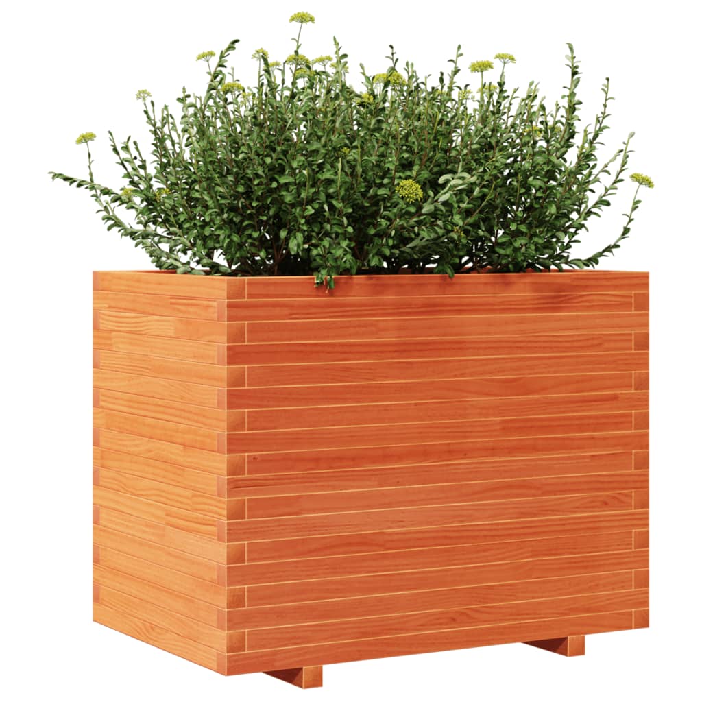 Garden flower box wax brown 90x60x72 cm solid pine