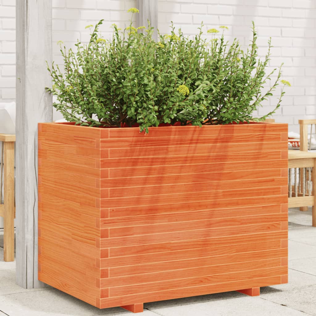 Garden flower box wax brown 90x60x72 cm solid pine