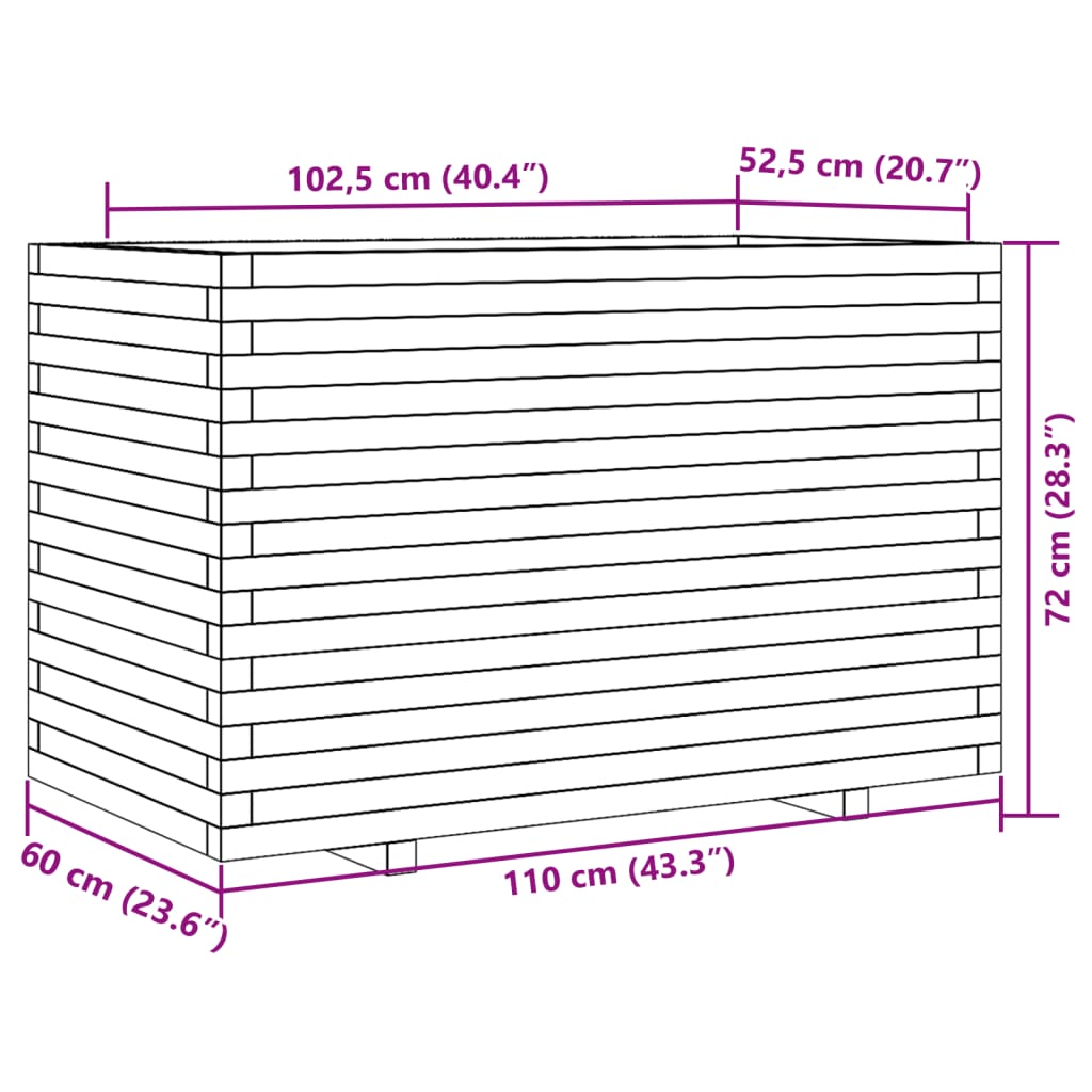 Gartenblumenkasten 110x60x72 cm komplett aus Douglasie