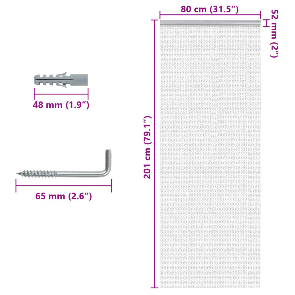 Hyönteisverho oveen 80x201 cm alumiini