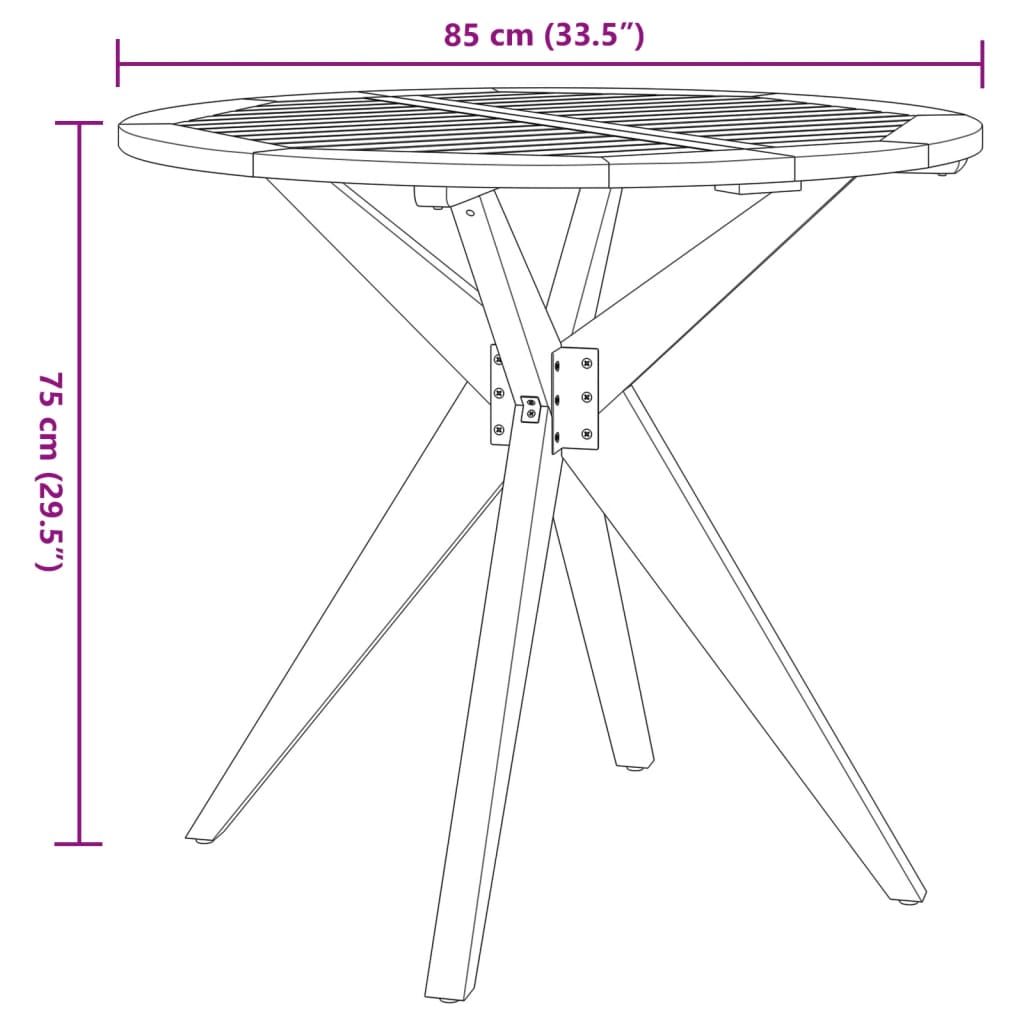 3-piece outdoor dining set solid acacia wood