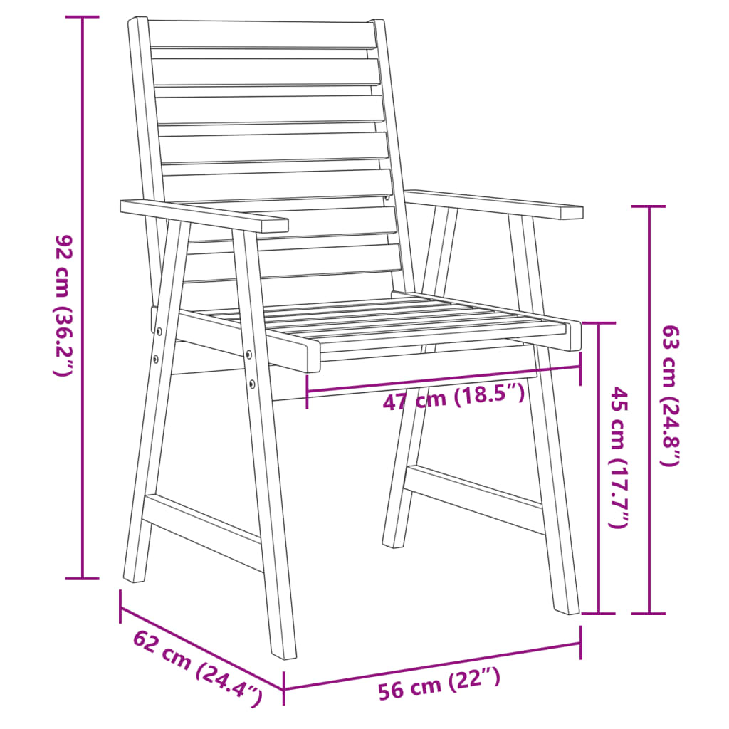 3-piece outdoor dining set solid acacia wood