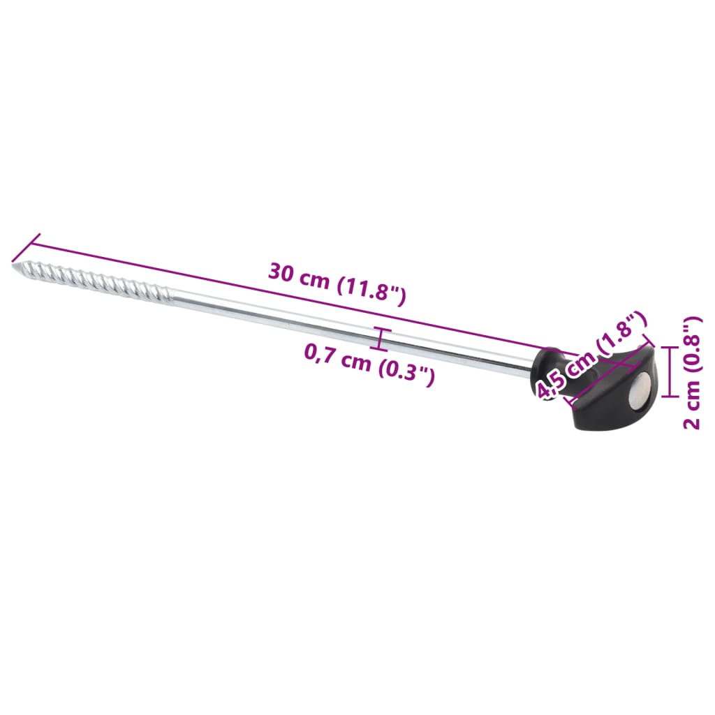 Telttatapit 24 kpl 30 cm Ø7 mm galvanoitu teräs