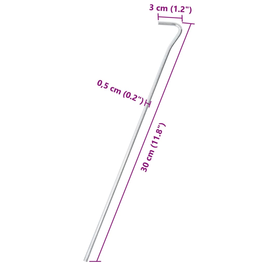 Telttatapit 50 kpl 30 cm Ø5 mm galvanoitu teräs