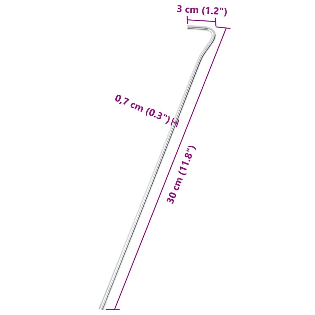 Telttatapit 50 kpl 30 cm Ø7 mm galvanoitu teräs