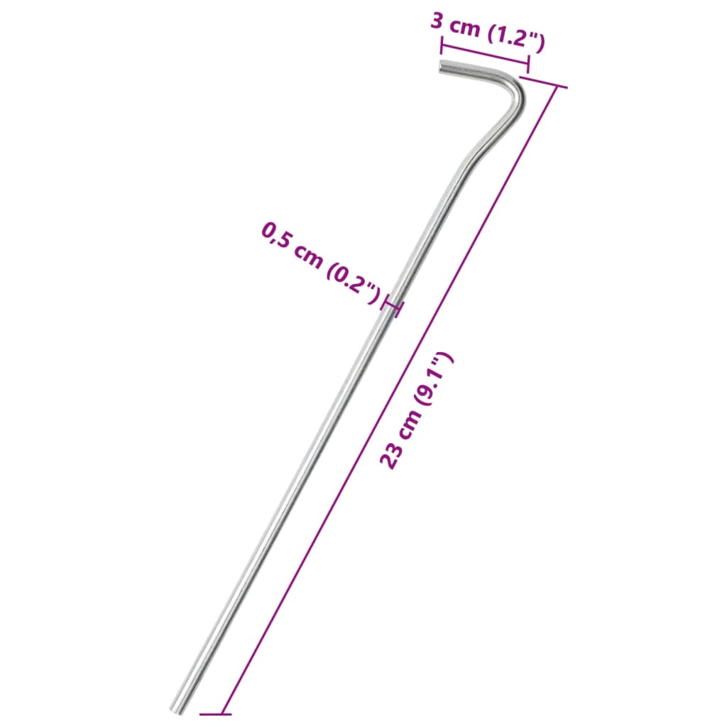 Telttatapit 50 kpl 23 cm Ø5 mm galvanoitu teräs