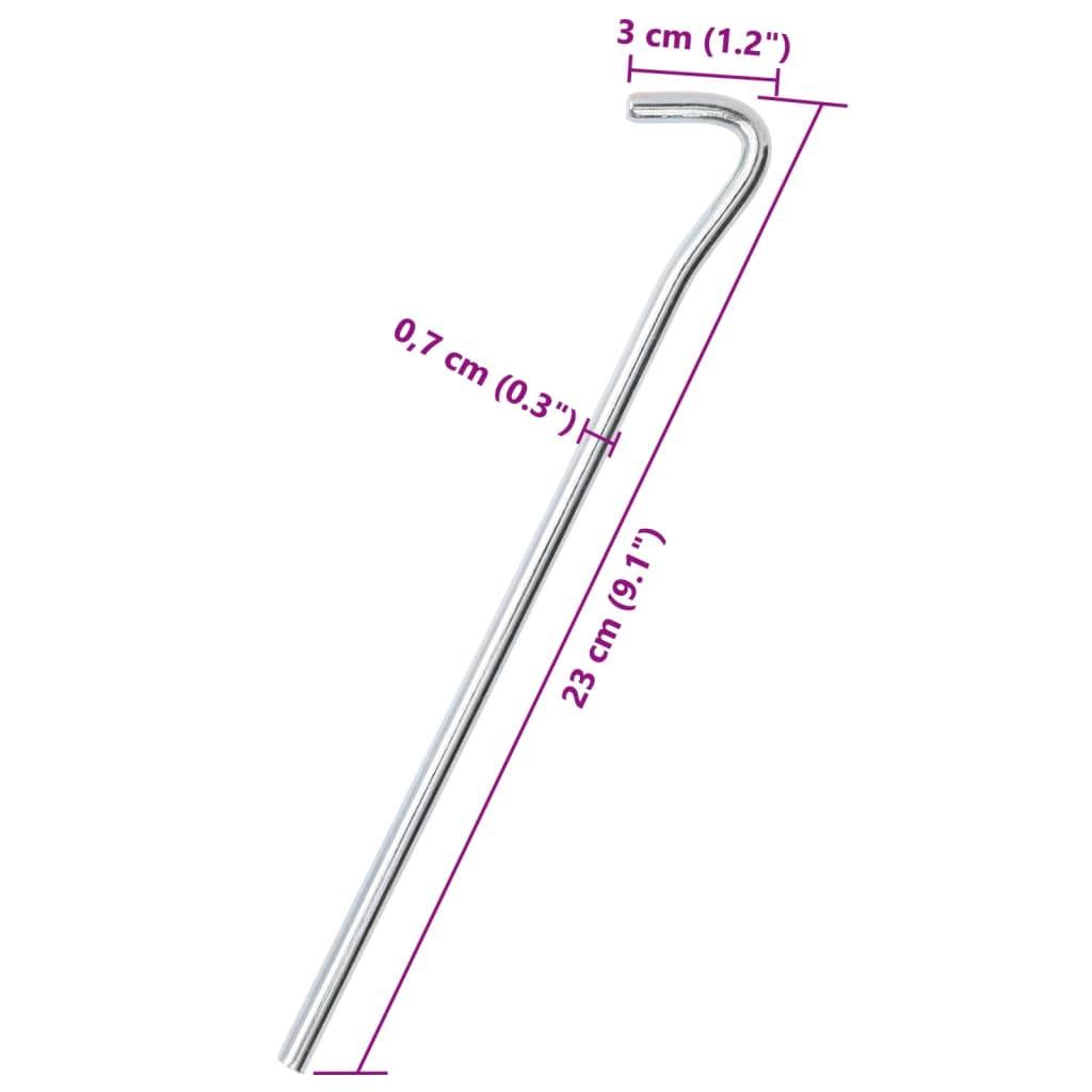 Telttatapit 50 kpl 23 cm Ø7 mm galvanoitu teräs